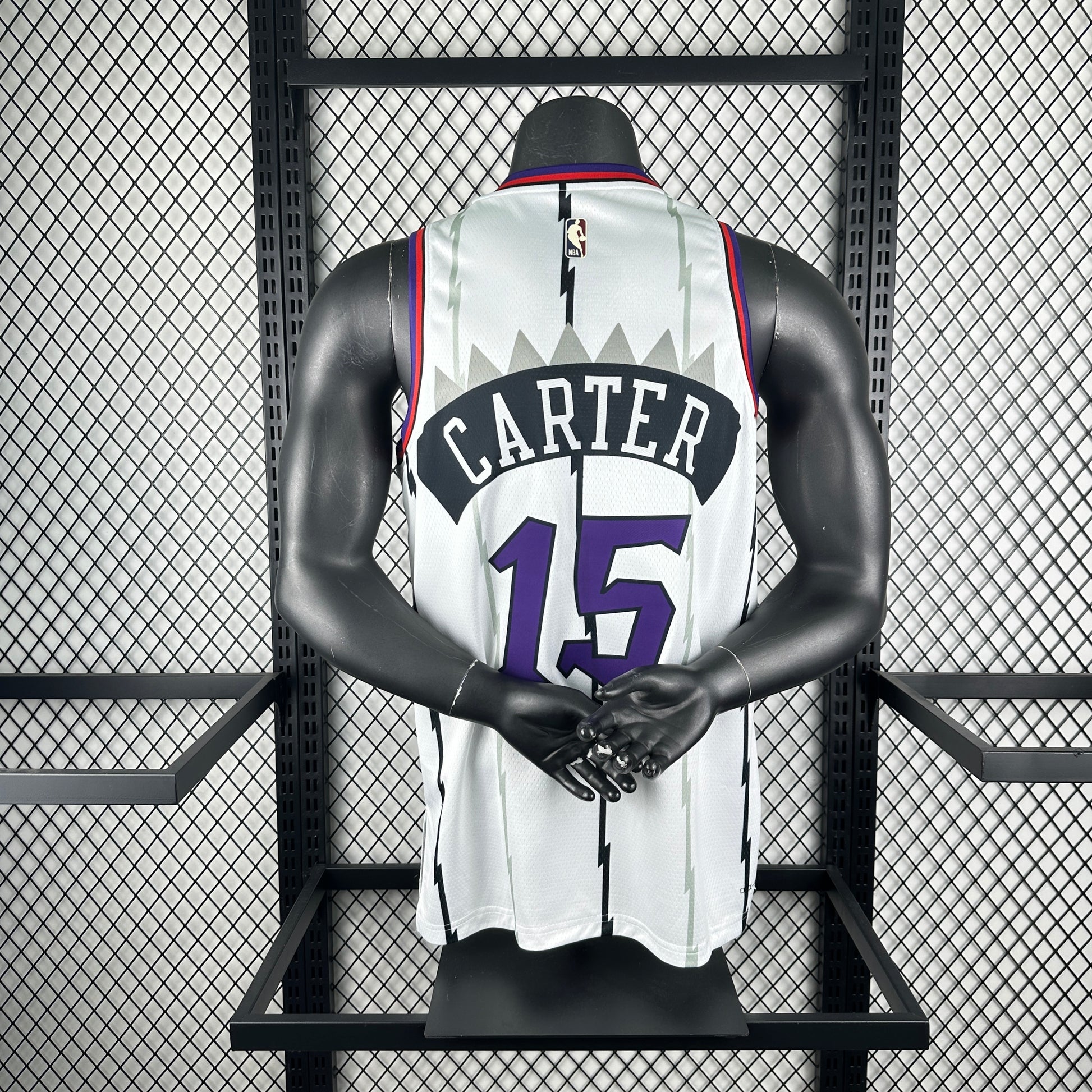 Toronto Raptors 2025/26 retro white swingman jersey Vince Carter number 15 front and back view