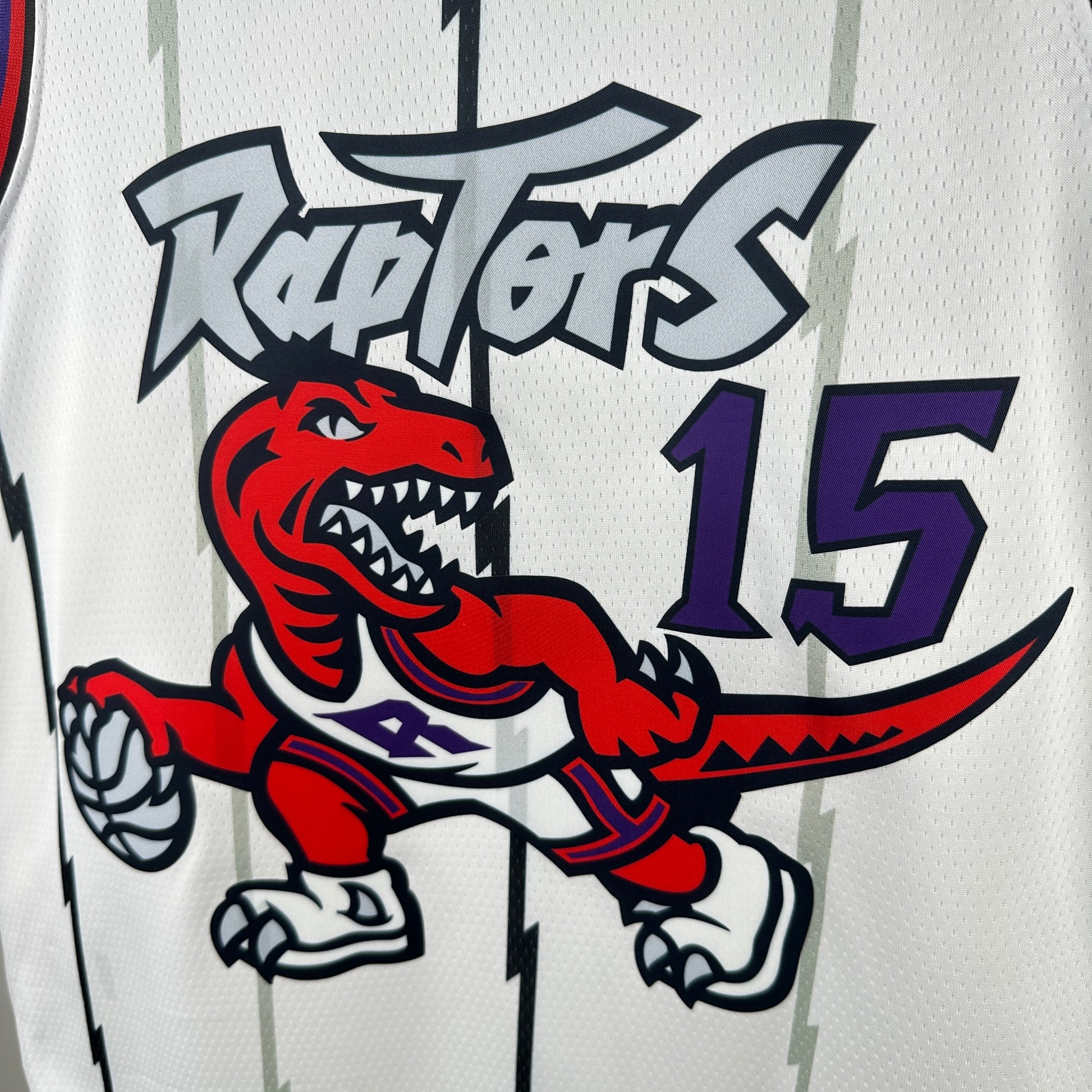 Toronto Raptors 2025/26 retro white swingman jersey Vince Carter number 15 front and back view