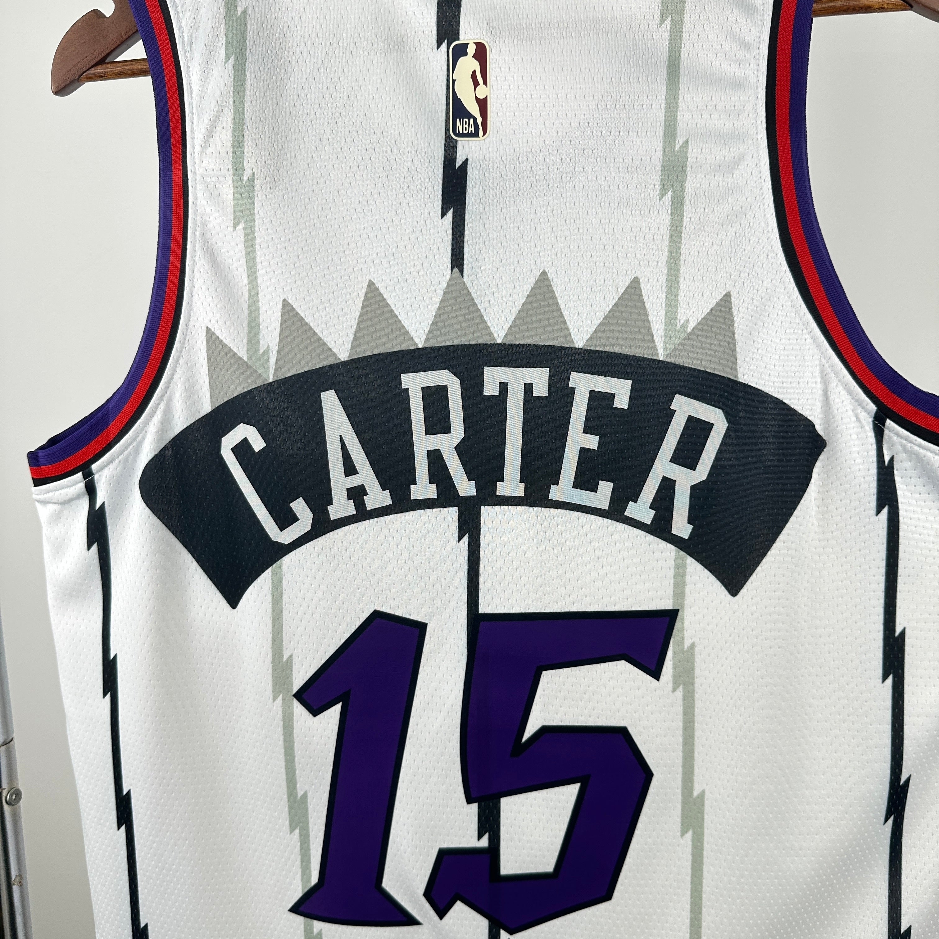 Toronto Raptors 2025/26 retro white swingman jersey Vince Carter number 15 front and back view
