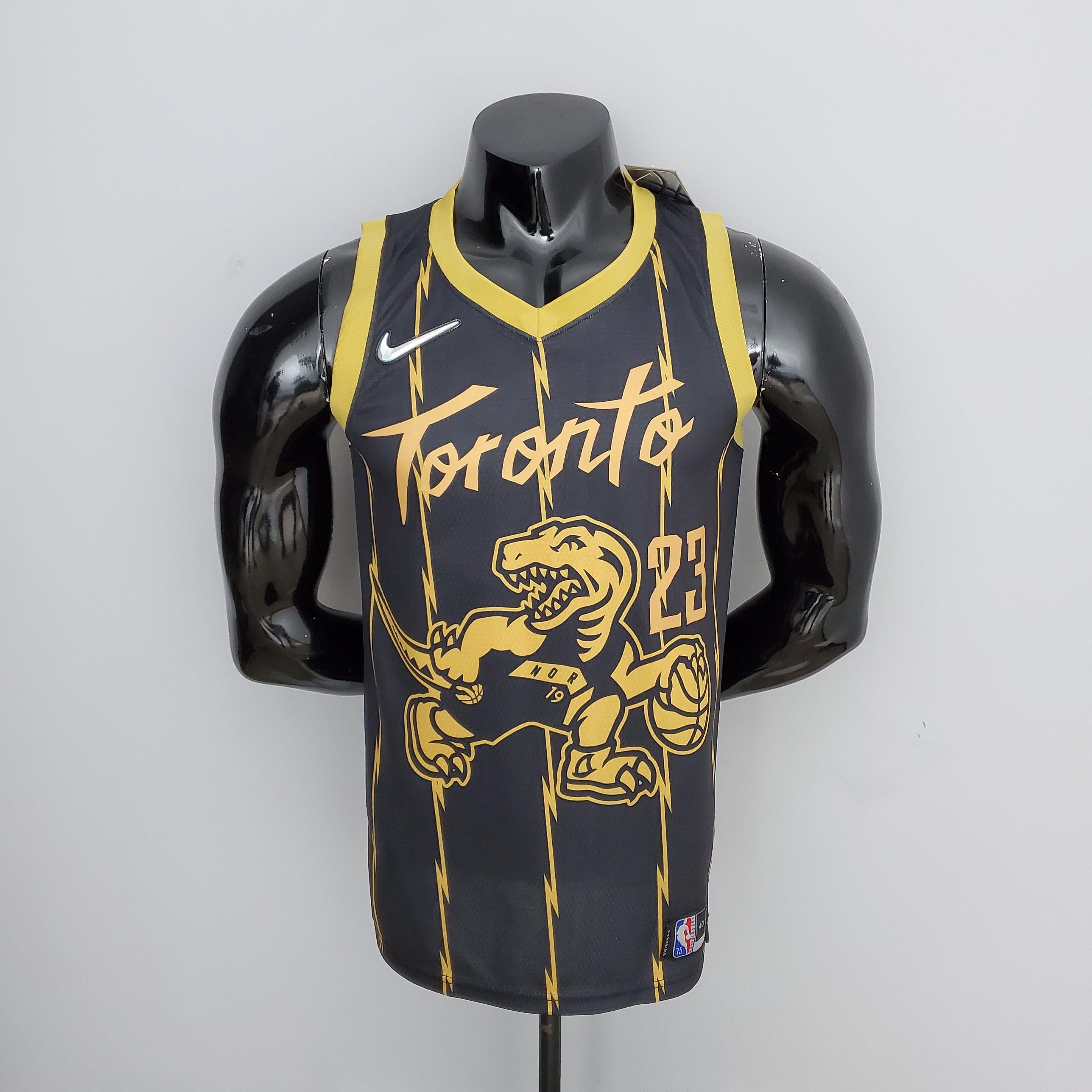 Toronto Raptors City Edition 2021 22 front view black gold NBA jersey
