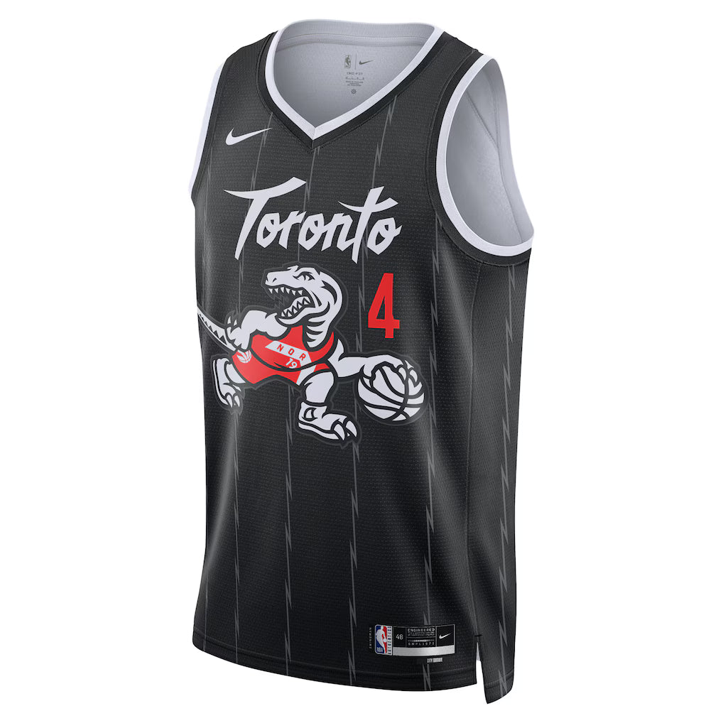 Toronto Raptors City Edition 2025 26 Scottie Barnes 4 jersey front view black
