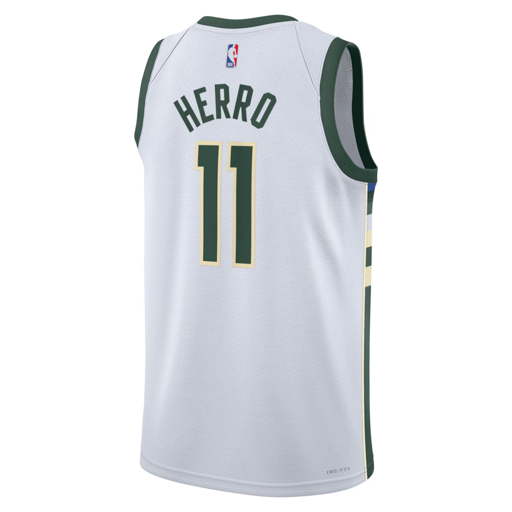 Tyler Herro Milwaukee Bucks Association Edition Swingman Jersey back view