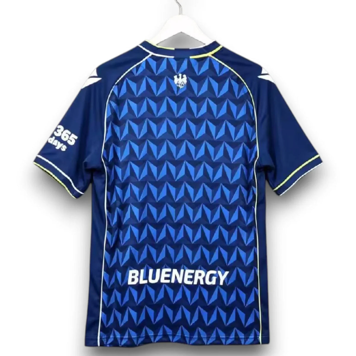 Udinese Away Jersey 2026/27 back view in blue with geometric detailing and sponsor graphics
