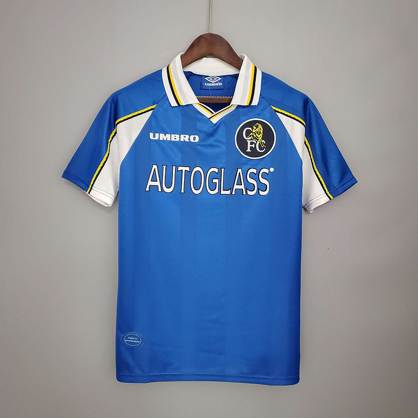Umbro Chelsea FC 1998/99 home retro jersey front view blue with Autoglass sponsor
