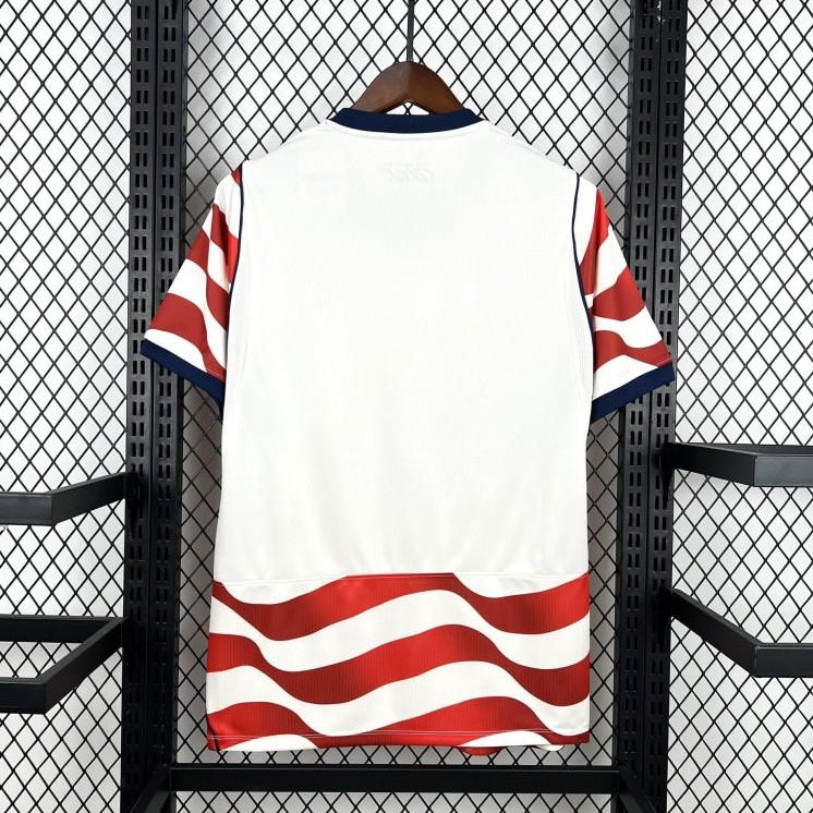 USA 2026 World Cup home jersey red white striped football shirt back view
