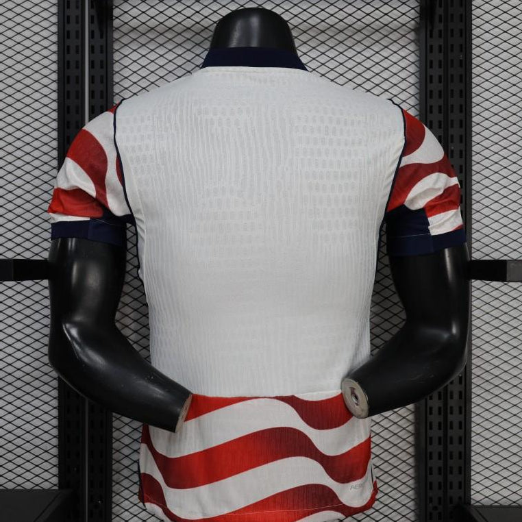 USA 2026 World Cup home jersey red white striped football shirt back view player
