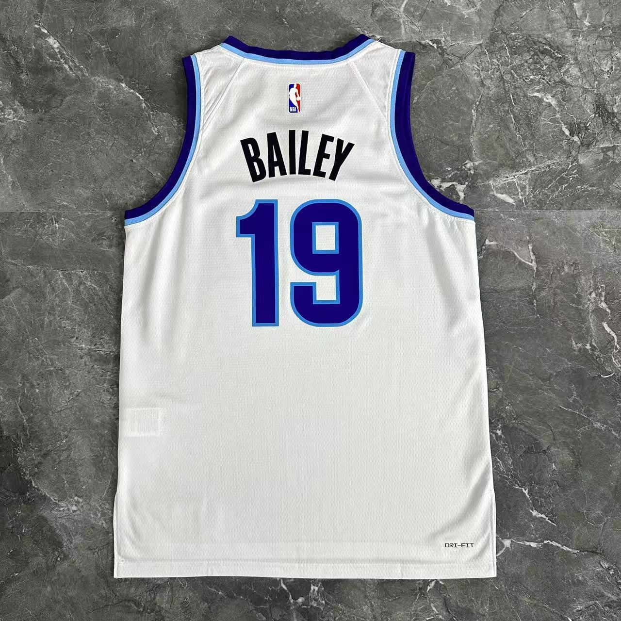 Utah Jazz 2025/26 Association jersey Bailey number 19 white mountain graphic back view