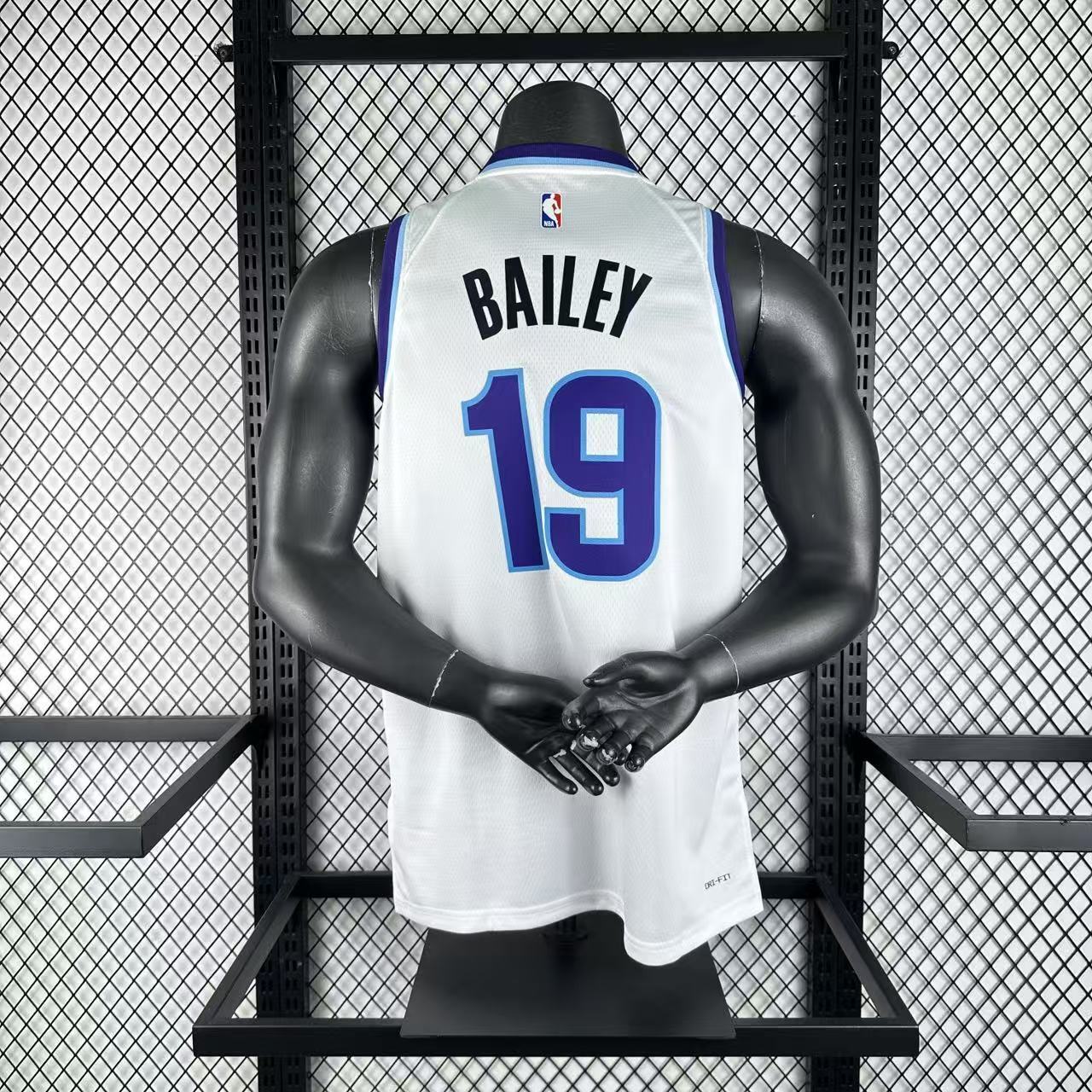 Utah Jazz 2025/26 Association jersey Bailey number 19 white mountain graphic back view