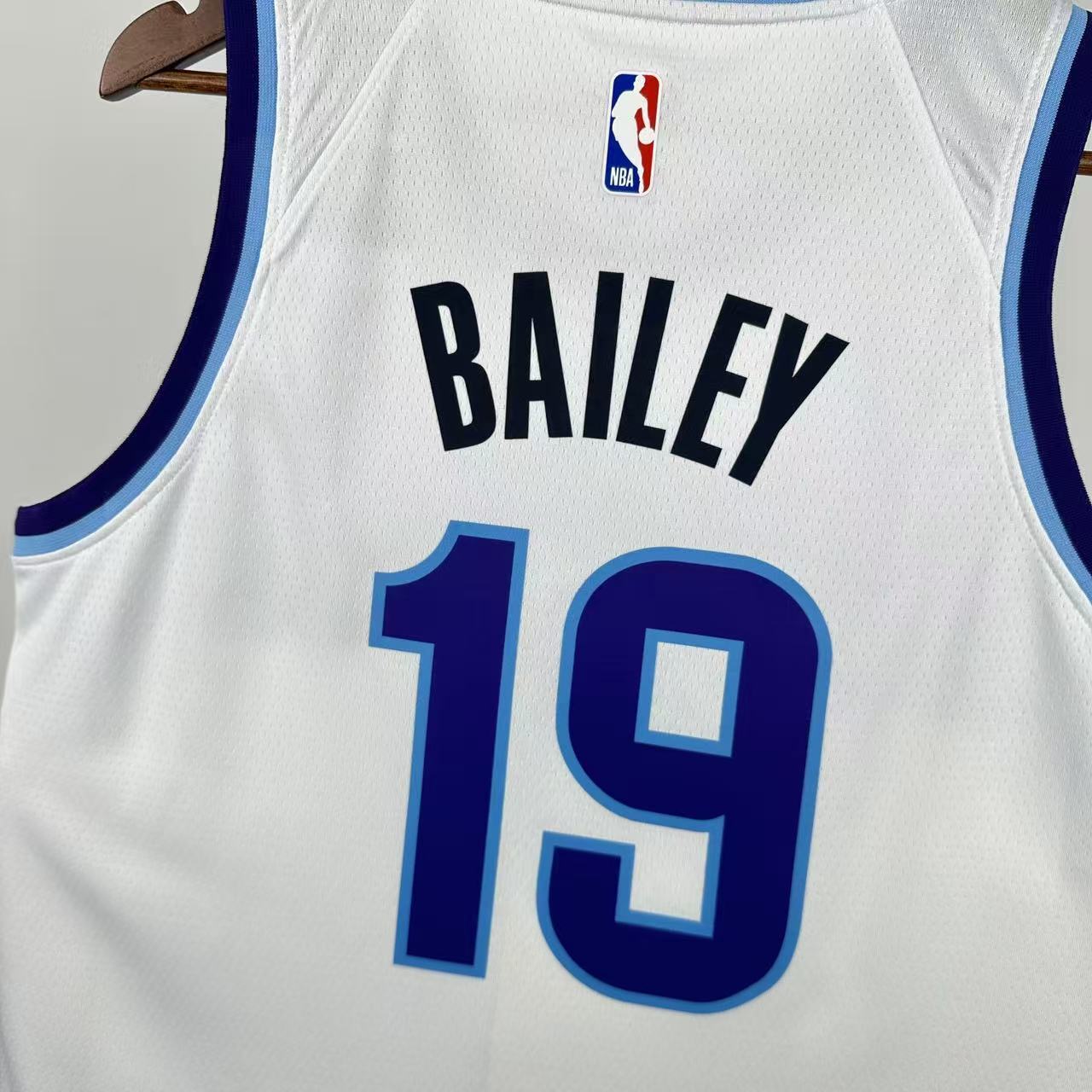 Utah Jazz 2025/26 Association jersey Bailey number 19 white mountain graphic front view