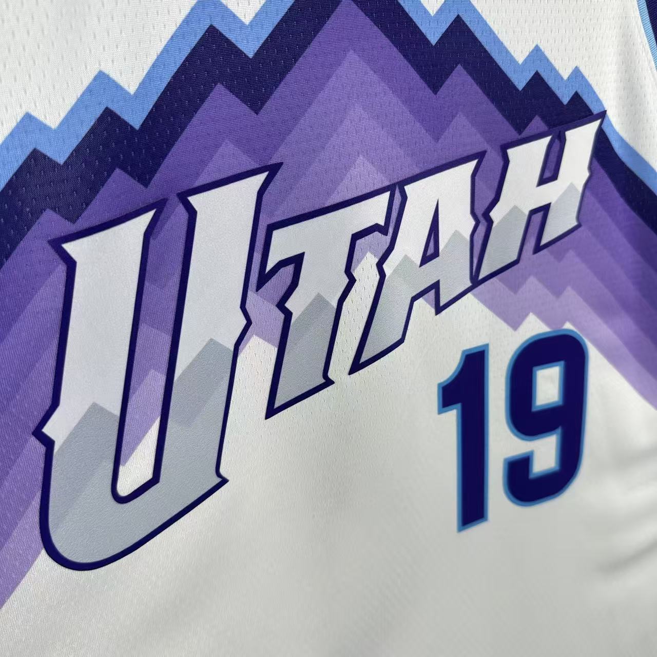 Utah Jazz 2025/26 Association jersey Bailey number 19 white mountain graphic front view