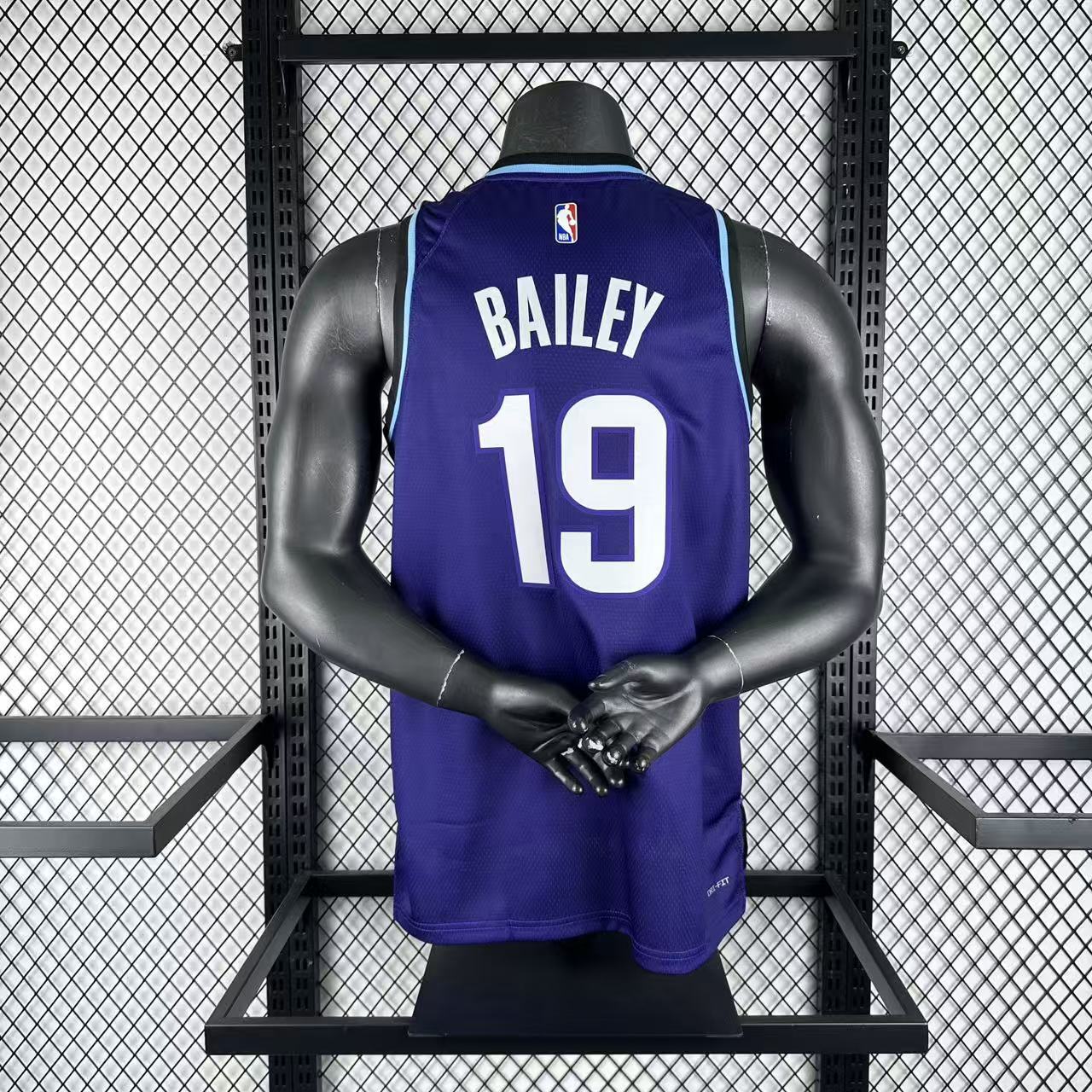 Utah Jazz 2025/26 Icon Edition jersey Bailey number 19 purple mountain design back view