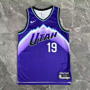 Utah Jazz 2025/26 Icon Edition jersey Bailey number 19 purple mountain design front view