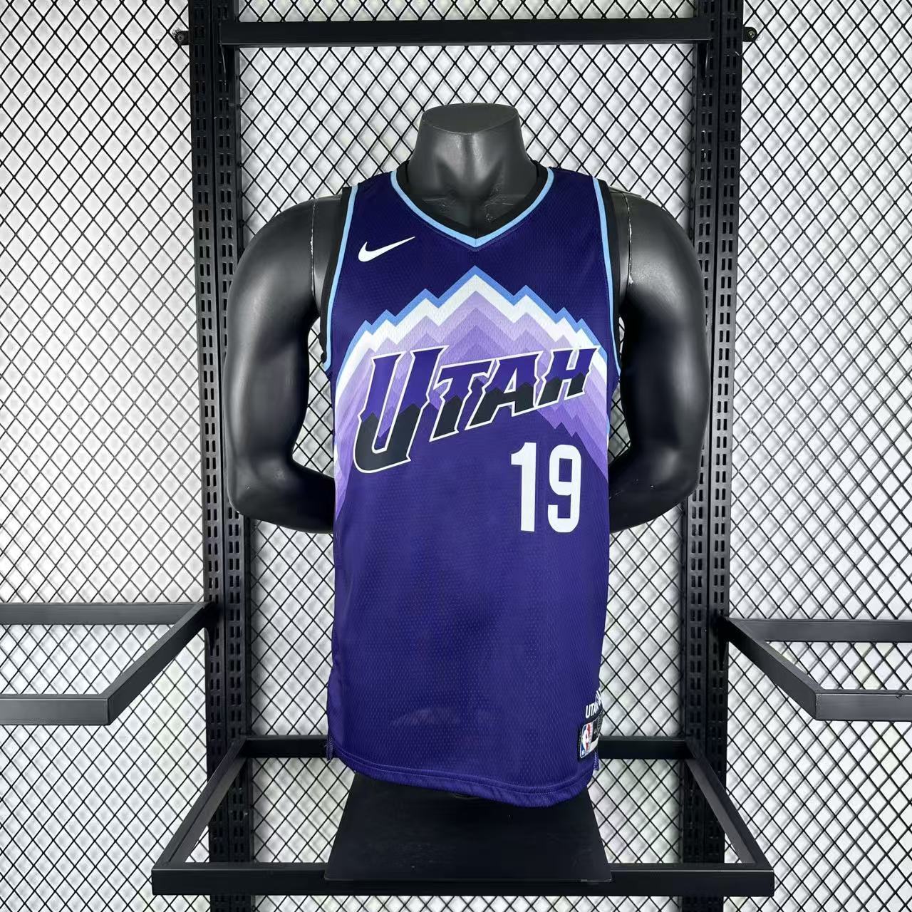 Utah Jazz 2025/26 Icon Edition jersey Bailey number 19 purple mountain design front view