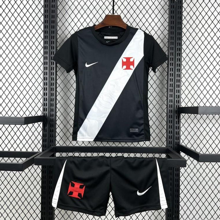 Vasco Da Gama Home Jersey 2026 Kids Set front view with black jersey and white diagonal sash