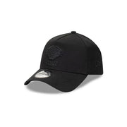 West Tigers Black On Black Cap 9FORTY front view with tonal tiger logo