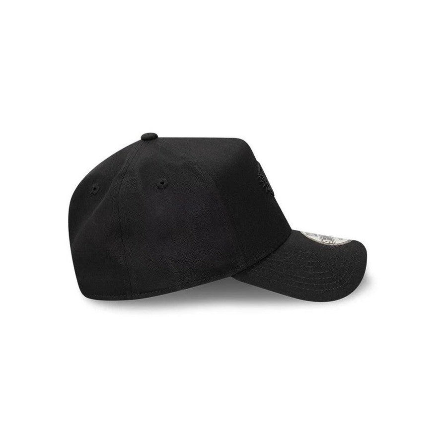 West Tigers Black On Black Cap 9FORTY logo detail with black embroidery