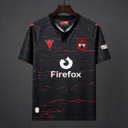 Wrexham AFC 2026/27 Away Jersey Black with Red Wave Design Front View